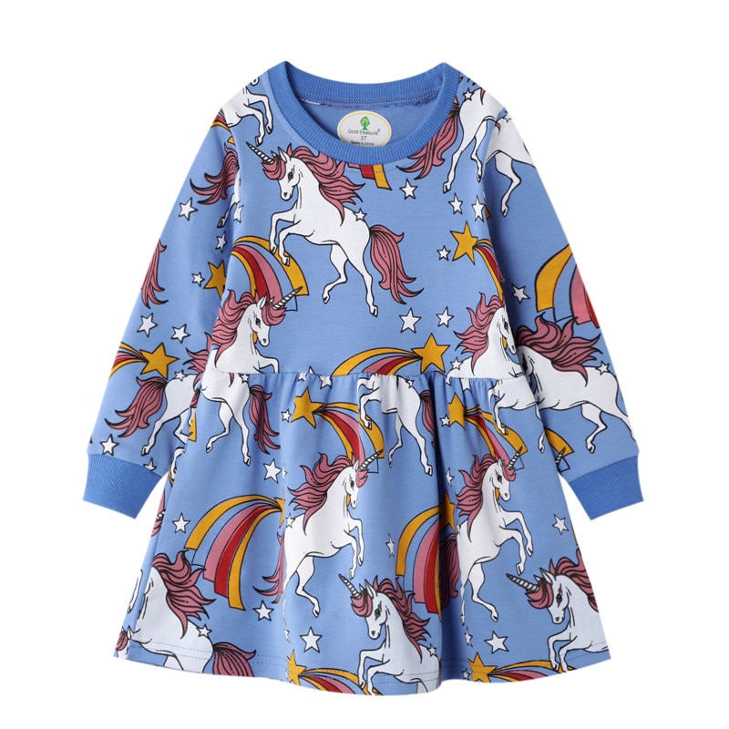 Girls Long Sleeved Cotton Printed Dress