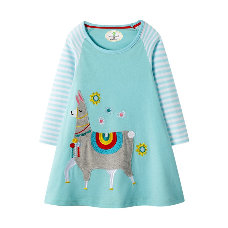 Girls Long Sleeved Cotton Printed Dress