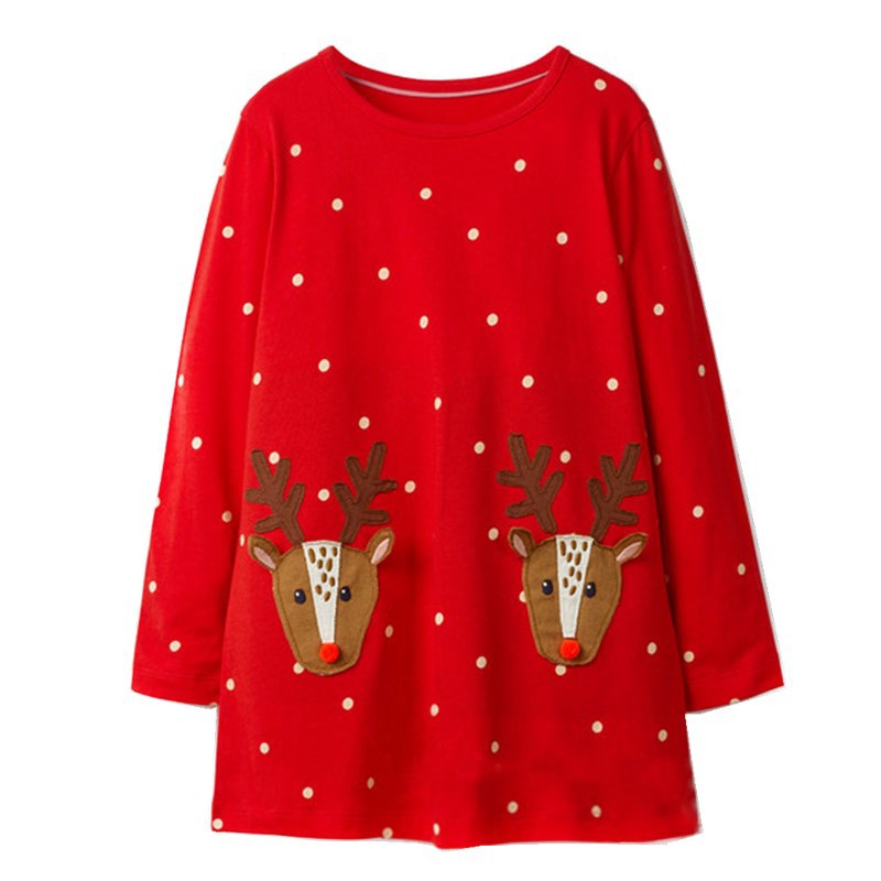 Girls Long Sleeved Cotton Printed Dress