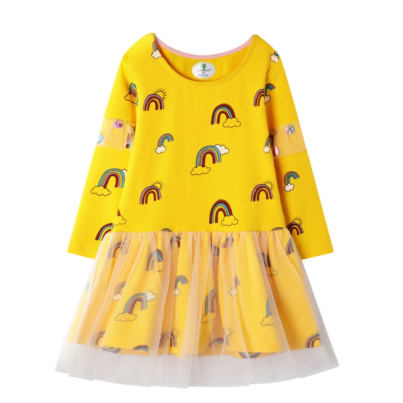 Girls Long Sleeved Cotton Printed Dress