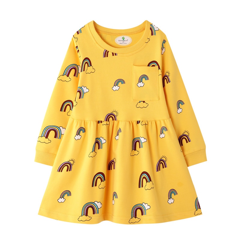 Girls Long Sleeved Cotton Printed Dress