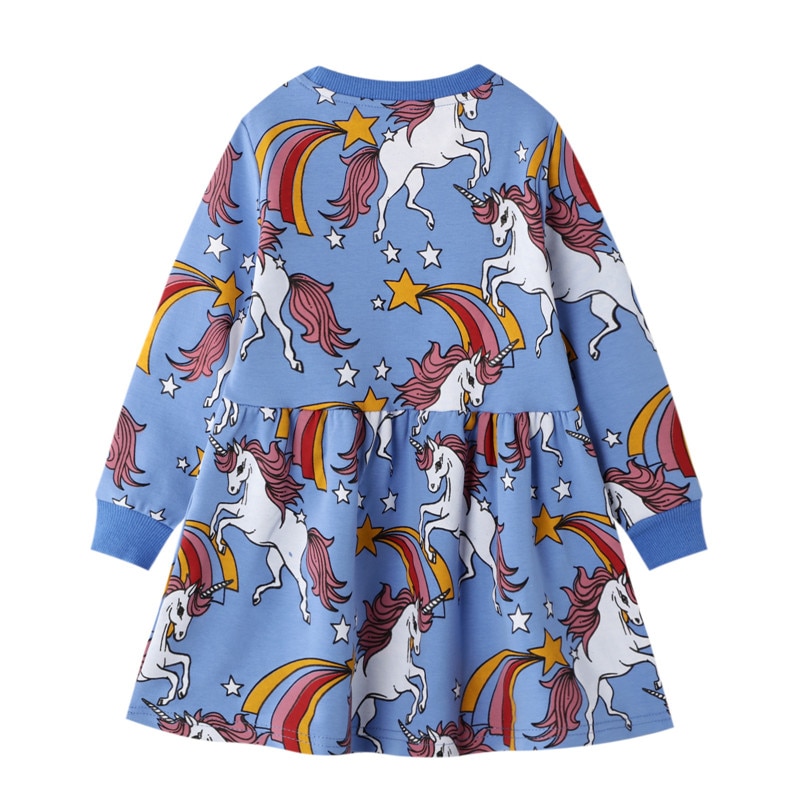 Girls Long Sleeved Cotton Printed Dress