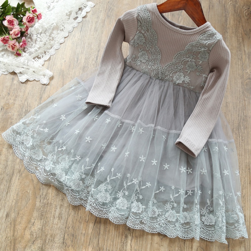 Fluffy Girls' Dress in Pink and Blue