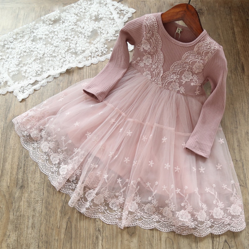 Fluffy Girls' Dress in Pink and Blue