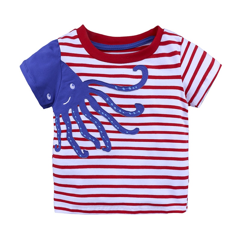 Summer Baby Cotton O-Neck T-Shirt with Cartoon Print