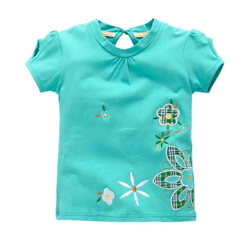 Girl's Cotton T-Shirt with O-Neck