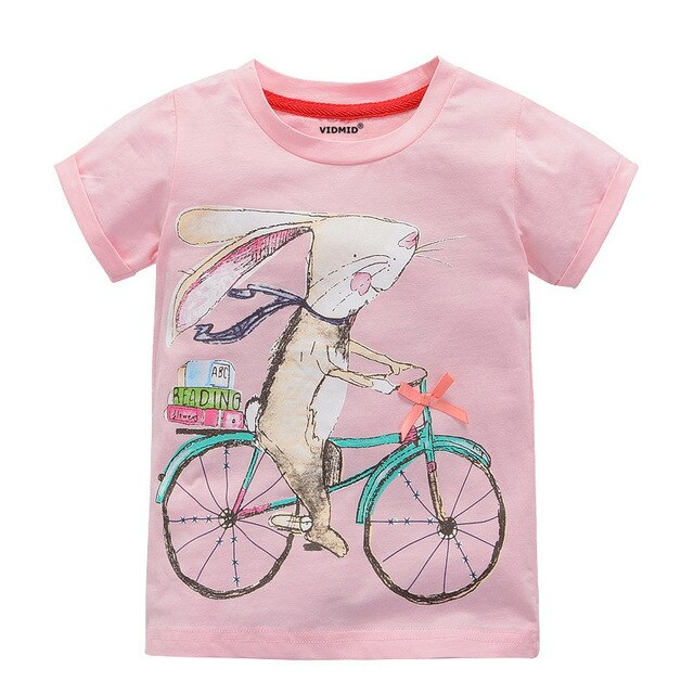 Girl's Cotton T-Shirt with O-Neck