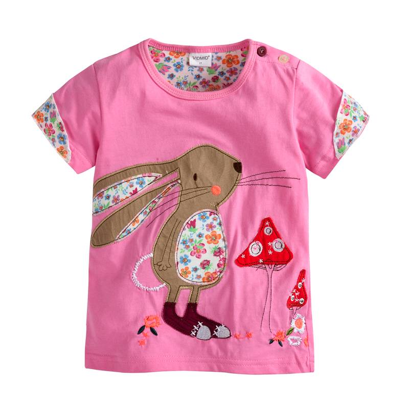 Girl's Cotton T-Shirt with O-Neck