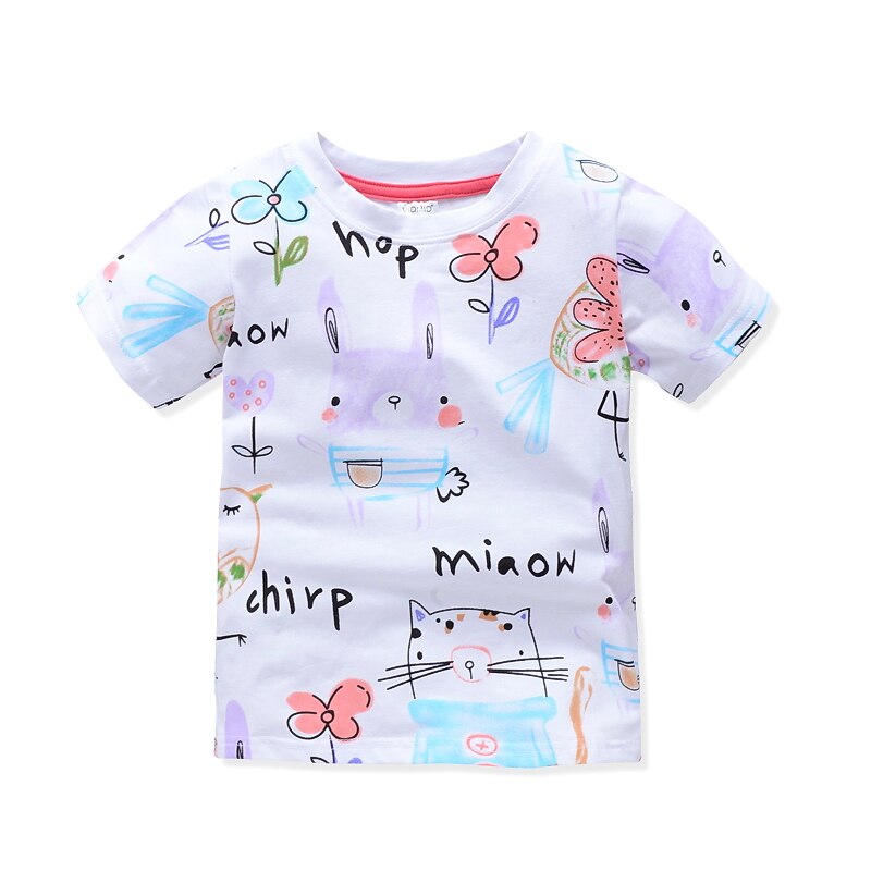 Girl's Cotton T-Shirt with O-Neck