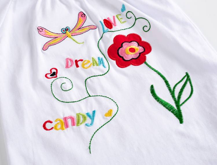 Girl's Cotton T-Shirt with O-Neck