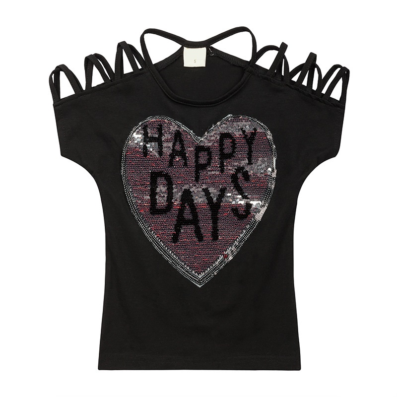 Girls' Short Sleeved Black T-Shirt