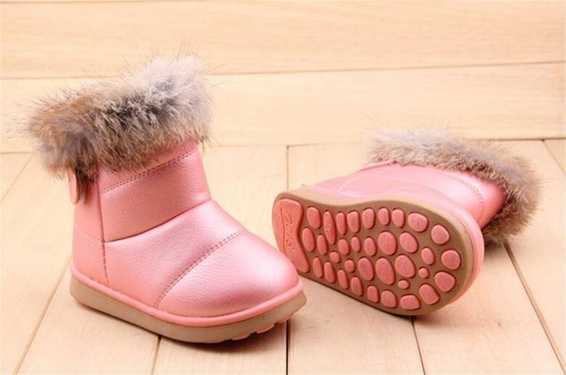 Kid's Rabbit Fur Winter Boots